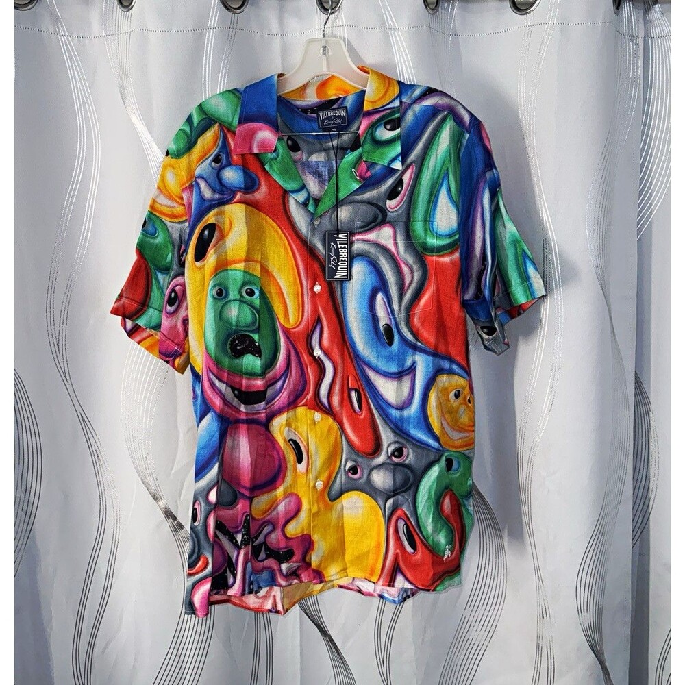 Vilebrequin x Kenny Scharf Men's Graphic Print Linen Button-Up Shirt XL